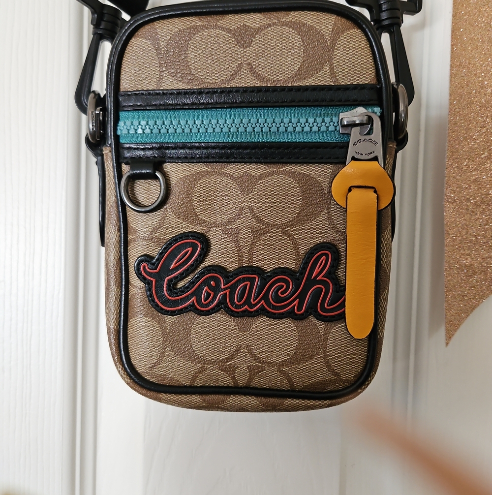 Coach North South Mini Tote With Signature Canvas Brown & Black Like New